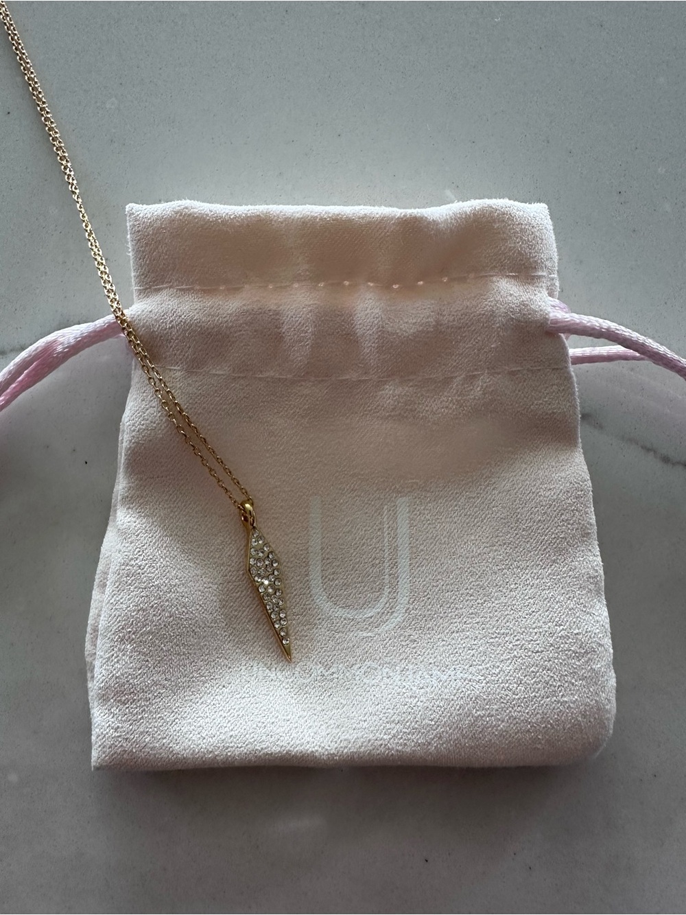 Uncommon James 14K Gold Plated Straight To The Point Dainty Pave Necklace NWTs - Picture 9 of 14